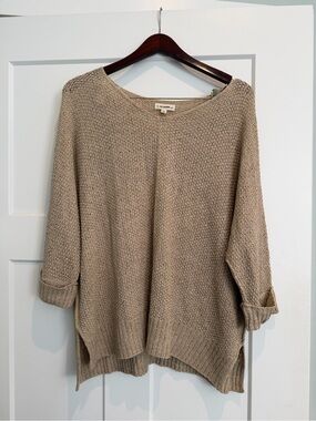 eesome Neutral Beige Scoop-Neck Knit Sweater